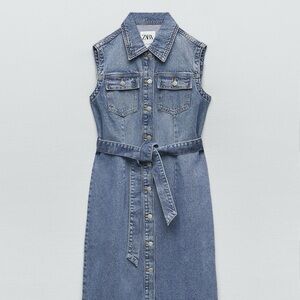 Zara Denim Button-Down Midi Dress